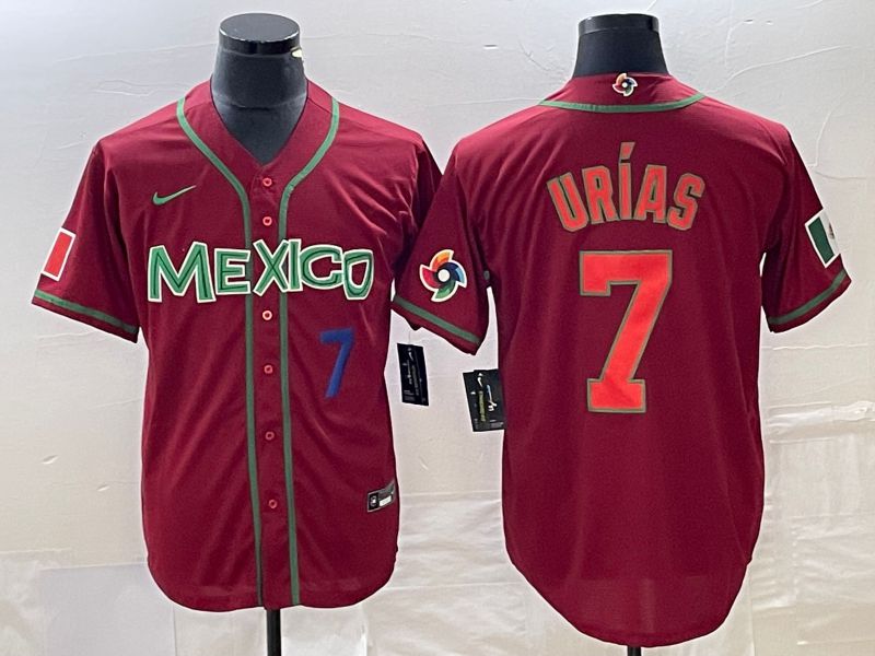 Men 2023 World Cub Mexico #7 Urias Red orange Nike MLB Jersey7